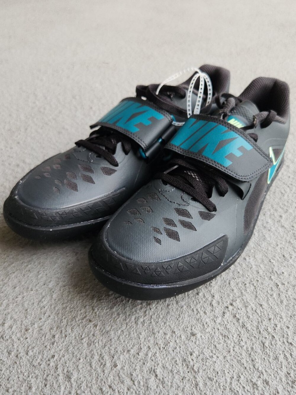 Size 10 US Nike Throwing Men Track Shoes Zoom Rival SD 2 Black Green FZ9665-001
